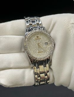 Men's Croton Iced Out Stainless Steel Quartz Watch *6048