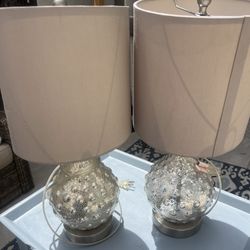 Two Small Mercury Glass Looking Lampss 