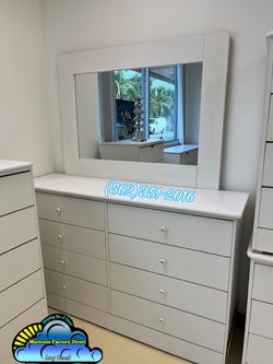 Eight drawer white with mirror new chest cajonera Comoda mueble