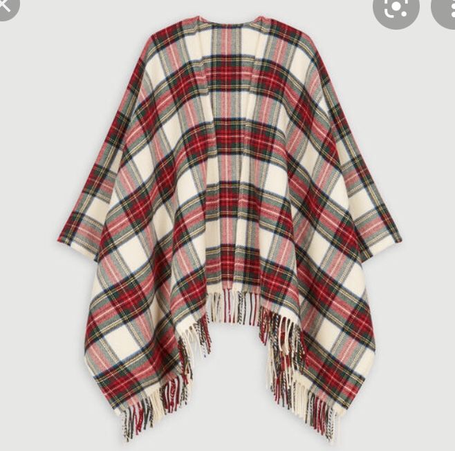 Maje WHOOL-BLEND PLAID PONCHO no