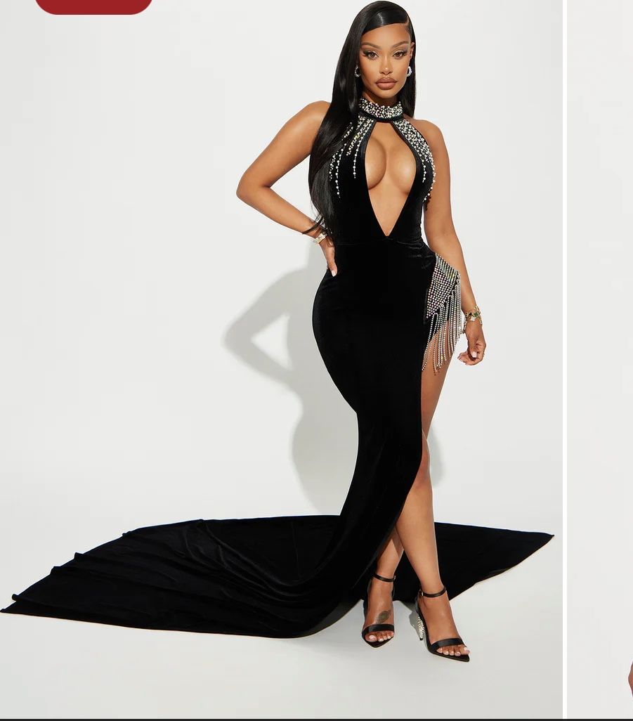 Velvet And Rhine Stone Asymmetrical Dress With attached Under Garment