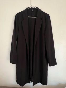 Black Long Open-Front Blazer Coat