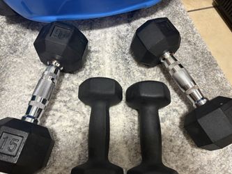 15lb and 8lb pesos dumbbells
