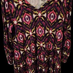 Context Lord & Taylor Multicolor Ruched Sleeve Blouse Tunic - Women's Medium