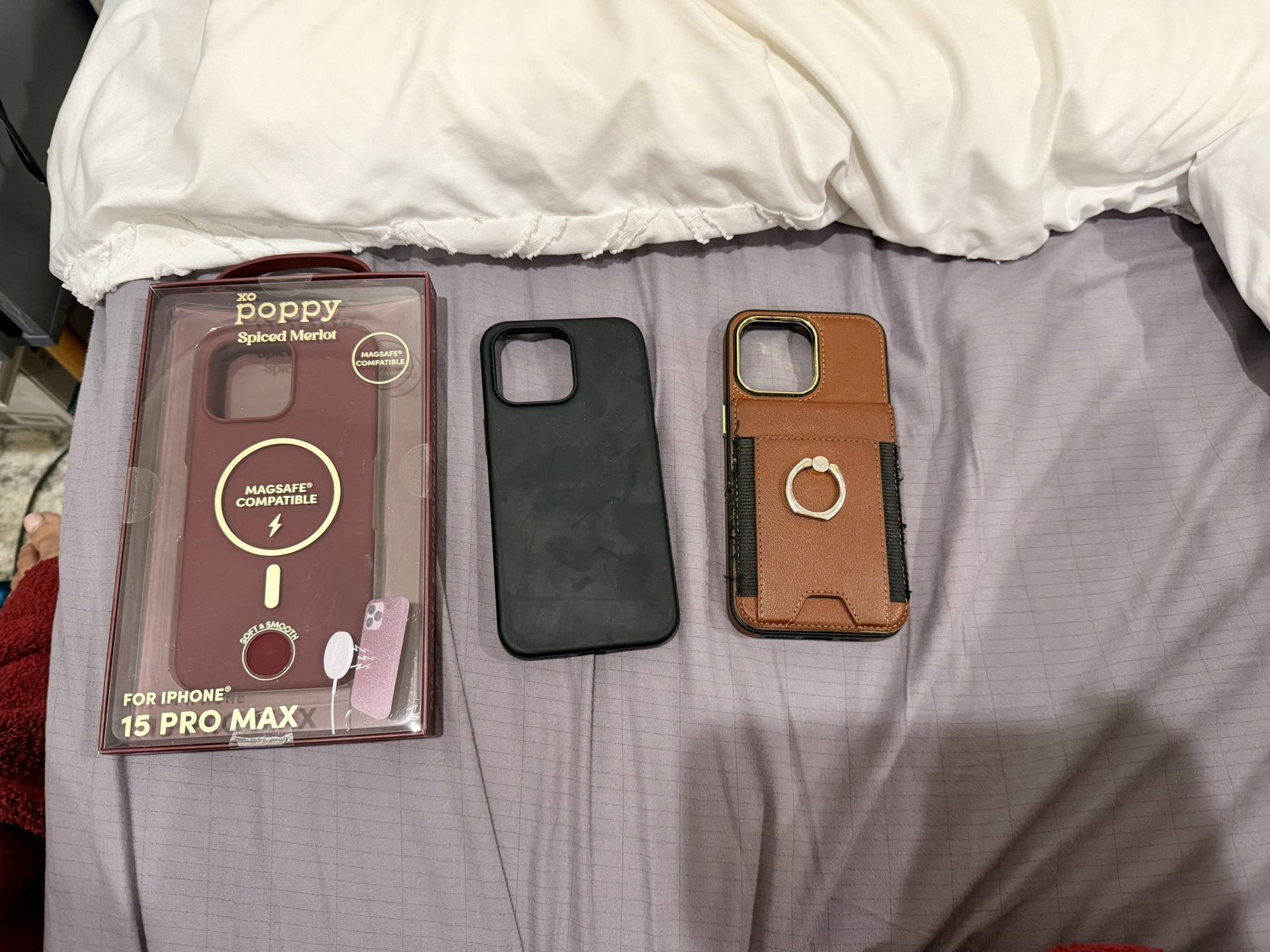 15 Promax Phone Case (black, Burgundy, Brown Vegan Leather With Wallet