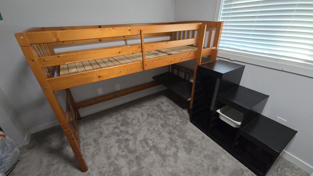 Twin Loft Bed With Ikea Stairs And Storage 