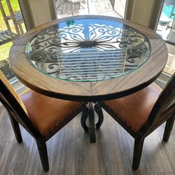 Wooden Glass Circle Table