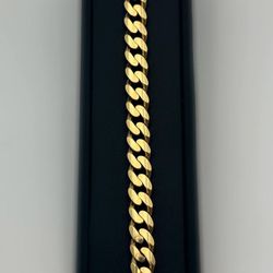 Jewelry 14k solid yellow gold Cuban link bracelet 9.5” 10.5mm