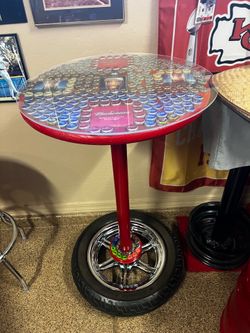 Custom pub table with Harley Davidson wheel/tire