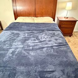 Complete Queen Bed Set with Mattress and Matching Nightstand