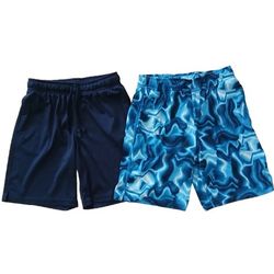 Athletic Works navy and blue swirl shorts bundle boys size 10 12 like new 