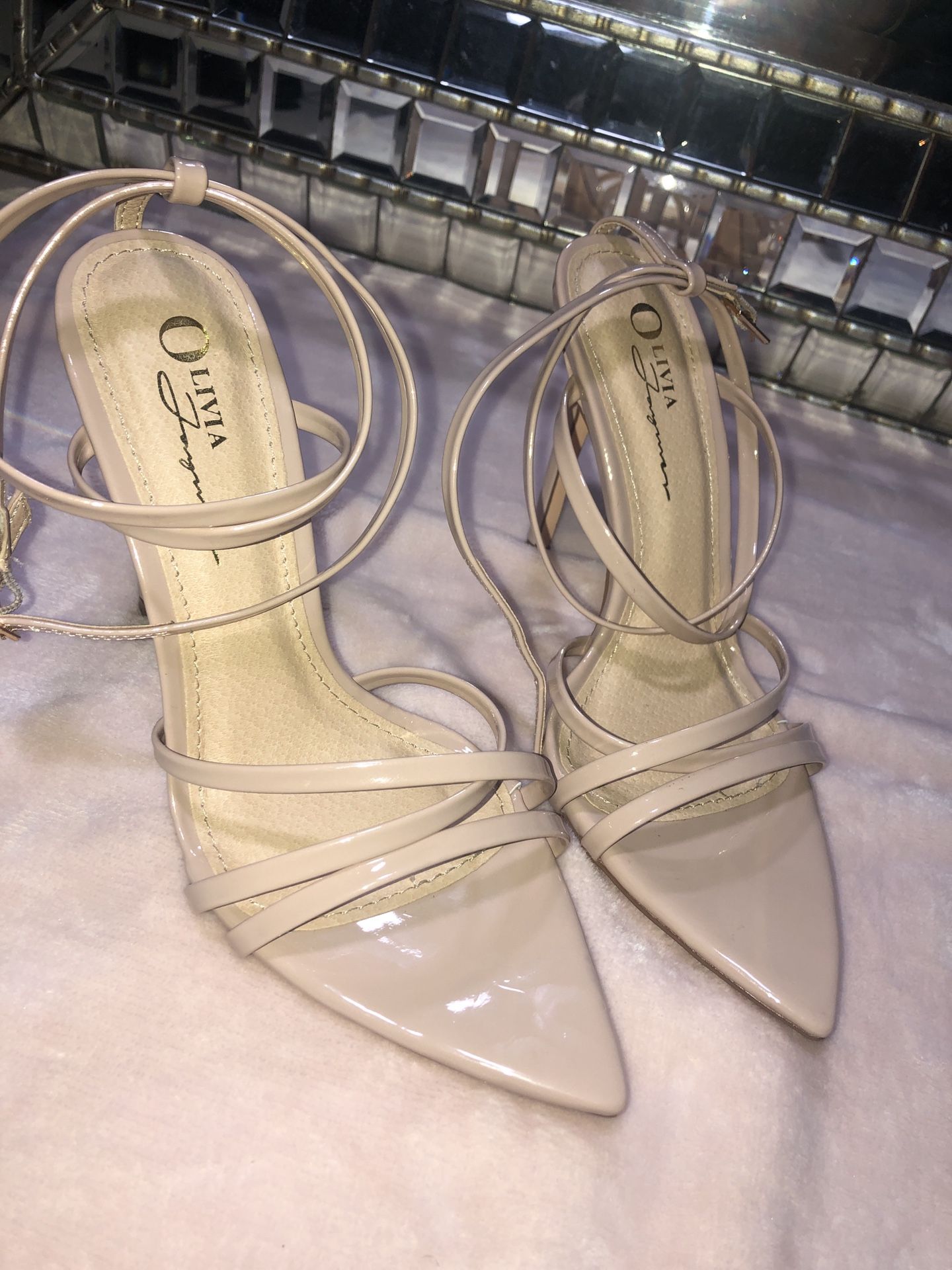 Strapped nude heels