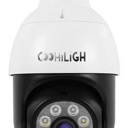 COOHILIGH Wireless Security Camera,5MP 8X Zoom E27 Bulb sockets 2.4Ghz WiFi IP65 Waterproof Camera with PTZ Color Night Vision, Two -Way Audio, Motion