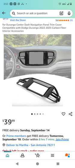 2022-2023 Dodge Durango Carbon Fiber Front Dash Stereo Insert