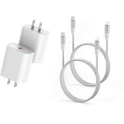 iPhone Charger 2 Pack 20W PD USB-C Wall Charger and MFi Certified 6 FT USB C to Lightning Cable iPhone Charger Fast Chargin