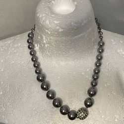 Silvery Gray Bead Necklace 