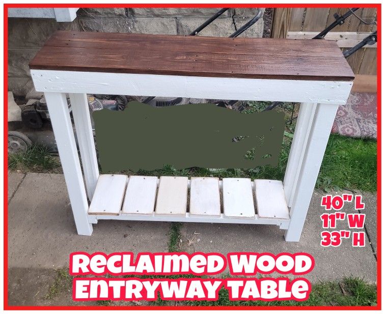 Farmhouse Rustic Primitive Wooden Accent Table Entryway Table Sofa Table Console Table Reclaimed Wood