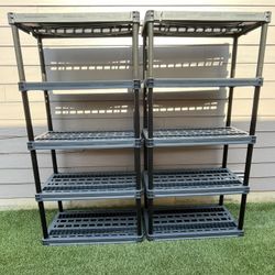 Set of Two (2) 5-Tier Multi-purpose Plastic Garage Storage Shelving Units in Dark Gray