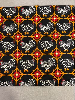 Fowl play chicken tiles in black 100% cotton  1 yard and 17”