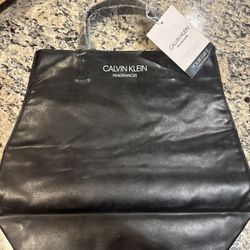 Calvin Klein Fragrances Black Tote Bag Faux Leather Zipper