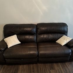 Electric Brown Leather Reclining Couches