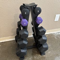Dumbell Weights and Rack