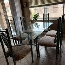 Glass Dining Table + 6 Chairs – $100 MUST GO