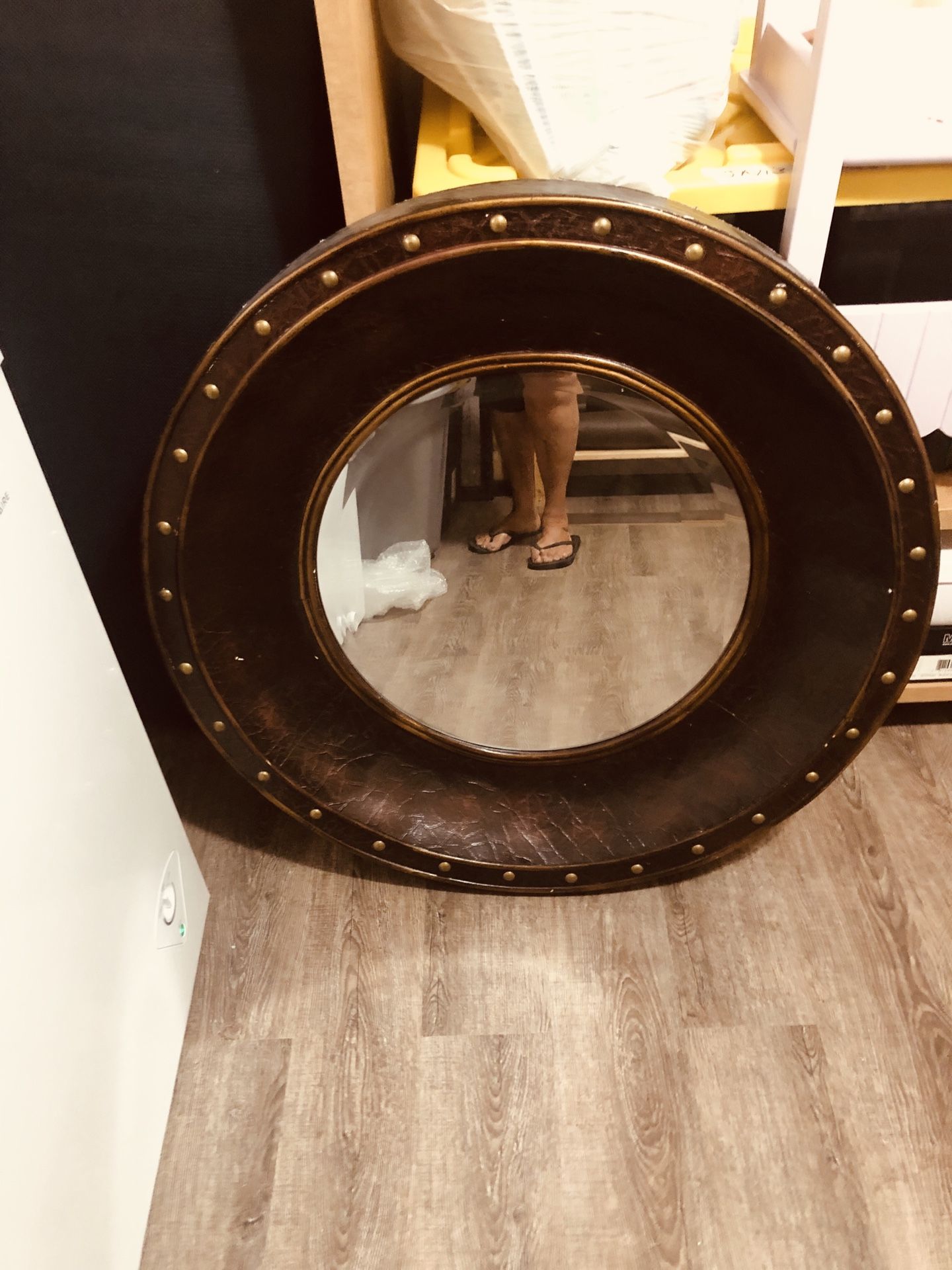 Beautiful faux leather wall mirror