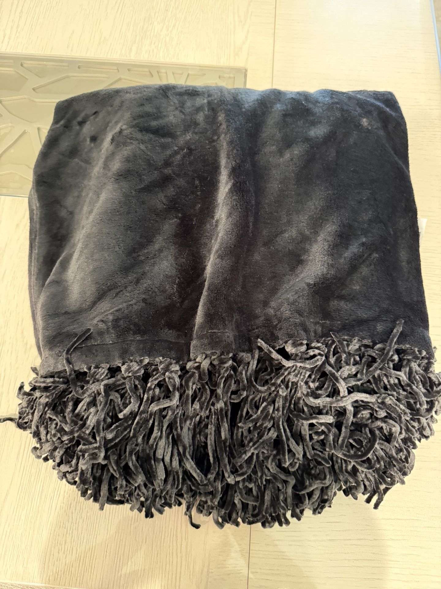 Black Fringe Throw Blanket 