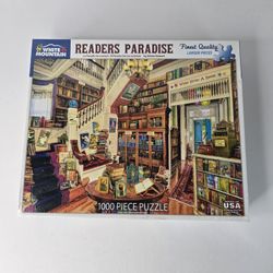White Mountain Jigsaw Puzzle Readers Paradise 1000 Larger Pieces New Sealed
