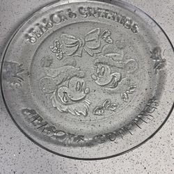 Vintage Christmas Mickey And Minnie Serving Dish 