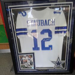 Roger Staubach Framed Signed With Certificate Of Authenticity Jersey