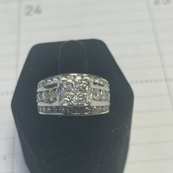 14k White Gold 3ctw Iced out Diamond Engagement Ring!