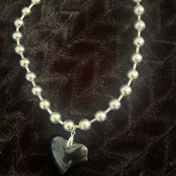 Round Bead Chain Crystal Love Necklace Temperament Cold Wind Heart