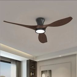 9830: 52 Inch Ceiling Fans with Led Lights Remote Control Flush Mount Low Profile for Bedroom Farmhouse Patio Outdoor Living Room Kitchen Dining Room,