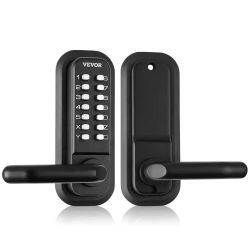 Mechanical Keyless Entry Door Lock, 14 Digit Keypad, Embedded Outdoor Gate Door Locks Set with Keypad and Handle, Water-proof Zinc Alloy, Easy to Inst