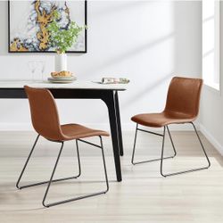 Faux Leather Dining Side Chair, (Set of 2)