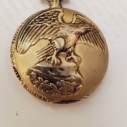 Vintage Pocket Watch With American Eagle Cover