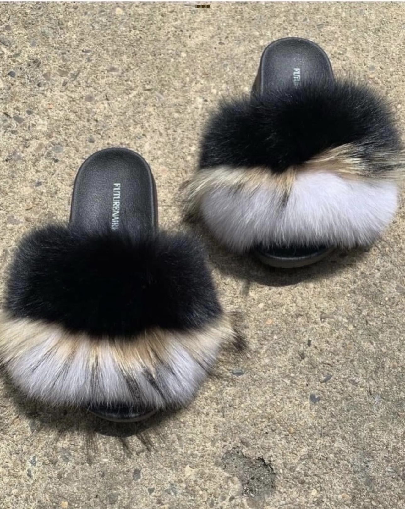 Black Cat Real Fur Slides Sizes 9.5 & 10 Message True Size & Order