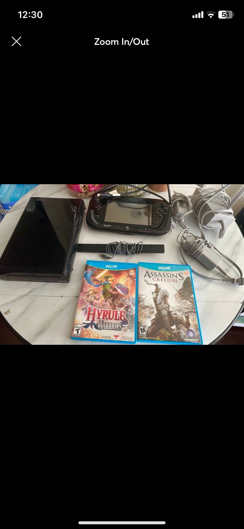 Complete Set Nintendo Wii U with Games Black Like New