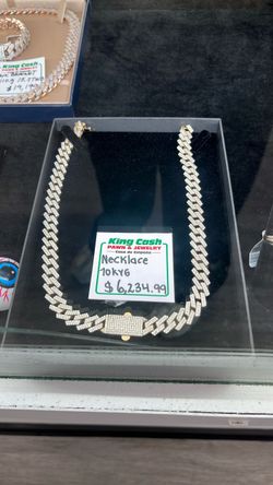10K Yellow Gold Cuban Diamond Link Necklace