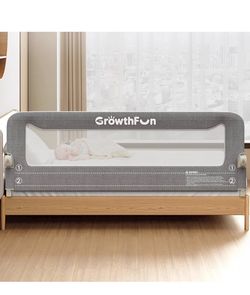 New Foldable Bed Rail for Toddlers, 71in Reinforced Carbon Steel Frame&Connectors, Breathable Cationic Fabric - Safety Toddler Bed Rails for Queen, Ki