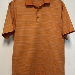 Nick Price Golf Polo Orange Stripe Short Sleeve Size L Cool Luxe