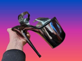 8" black chrome/mirrored finish heels