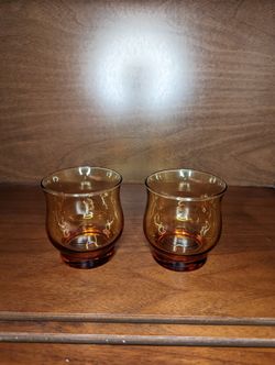 Libbey Glass Tempo Amber Low ball Glasses 