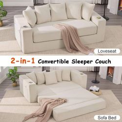 2-in-1 Convertible Sleeper Loveseat Sofa Bed