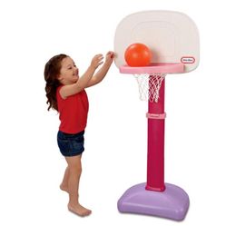 Little Tikes Pink Adjustable Height Basketball Hoop & Brand New Basketball 🏀 