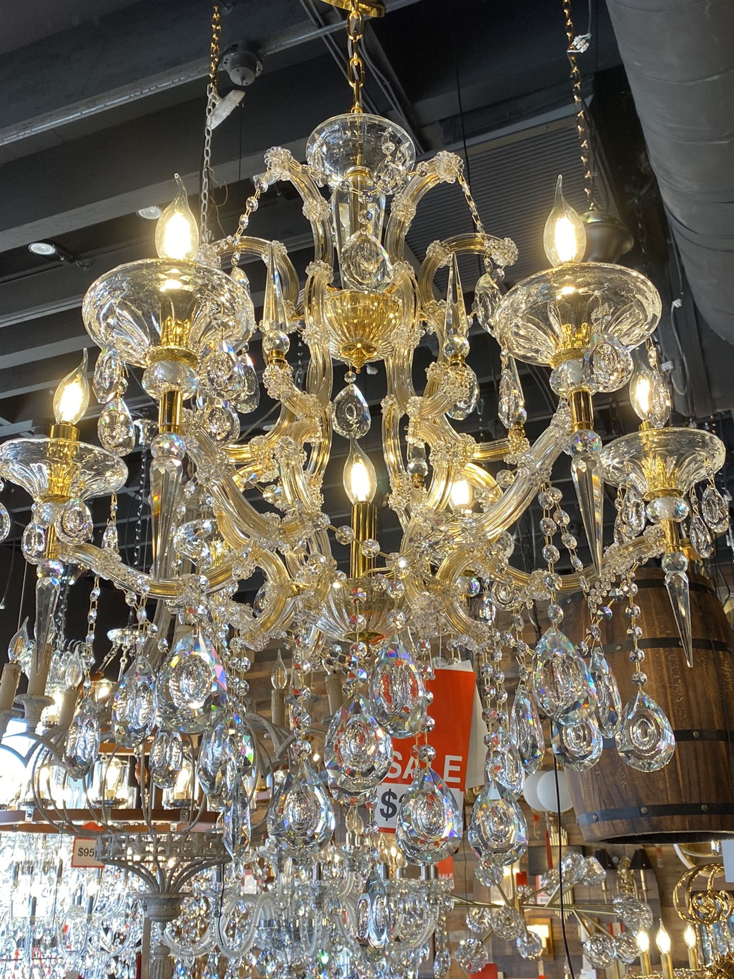Maria theresa Crystal chandelier Dimmable Gold 6 Light