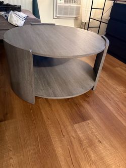 Grey round coffee table