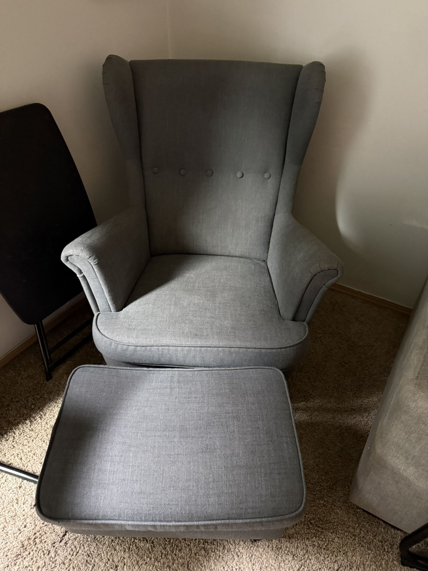 Grey Chair And Ottoman